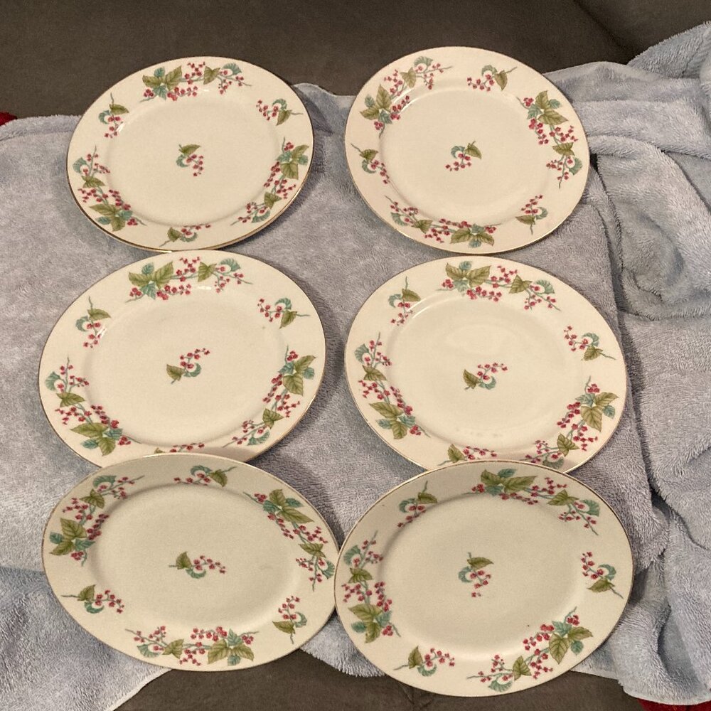 SGK China-6 Salad/Dessert Plates-Occupied Japan-7.5" D-1945  to 1952-KONG 86-EUC
